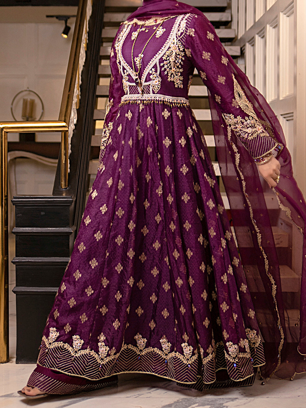 Purple Jacquard-Organza 3Pc Formal Unstitched - AL-3PS-LS-UN-348