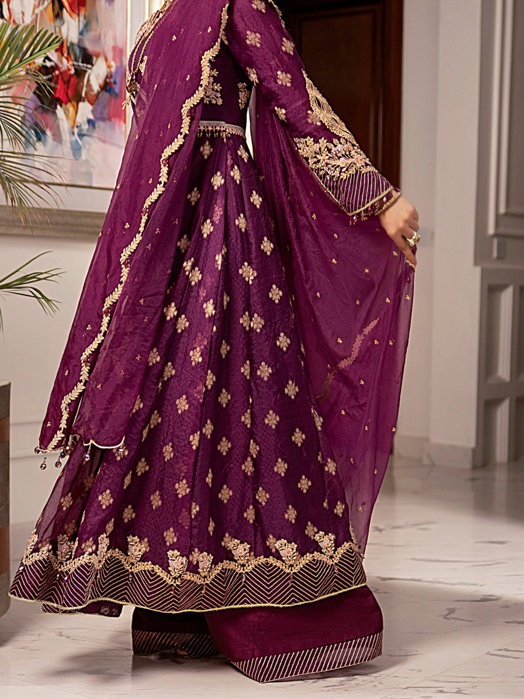 Purple Jacquard-Organza 3Pc Formal Unstitched - AL-3PS-LS-UN-348
