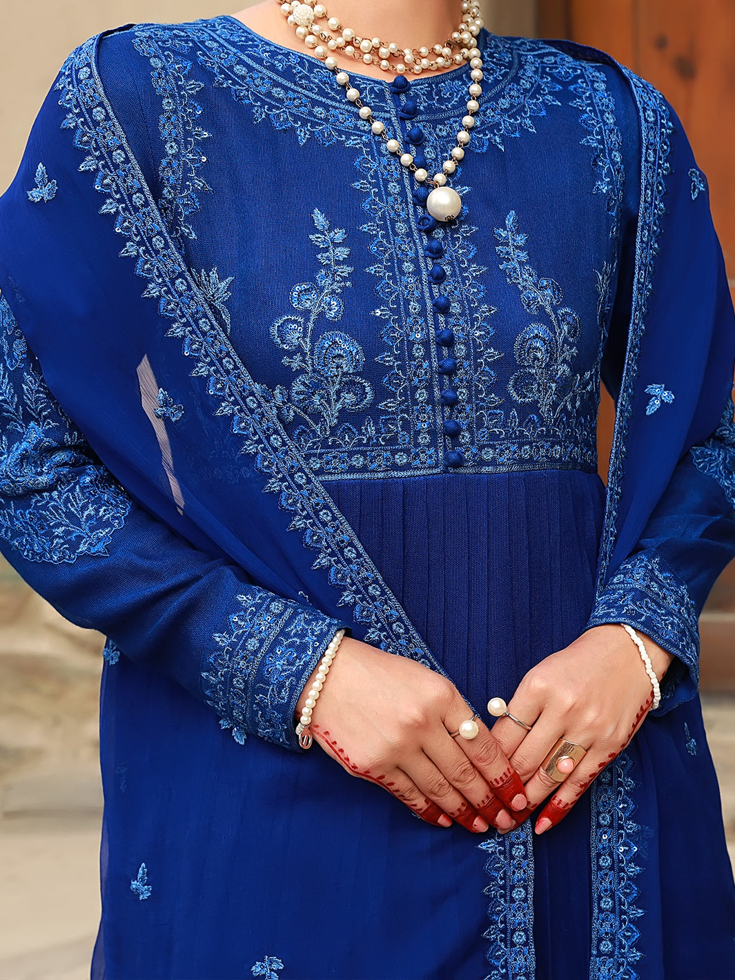 Blue 3Pc Formal Khaddi Stitched - AL-3PS-LS-368