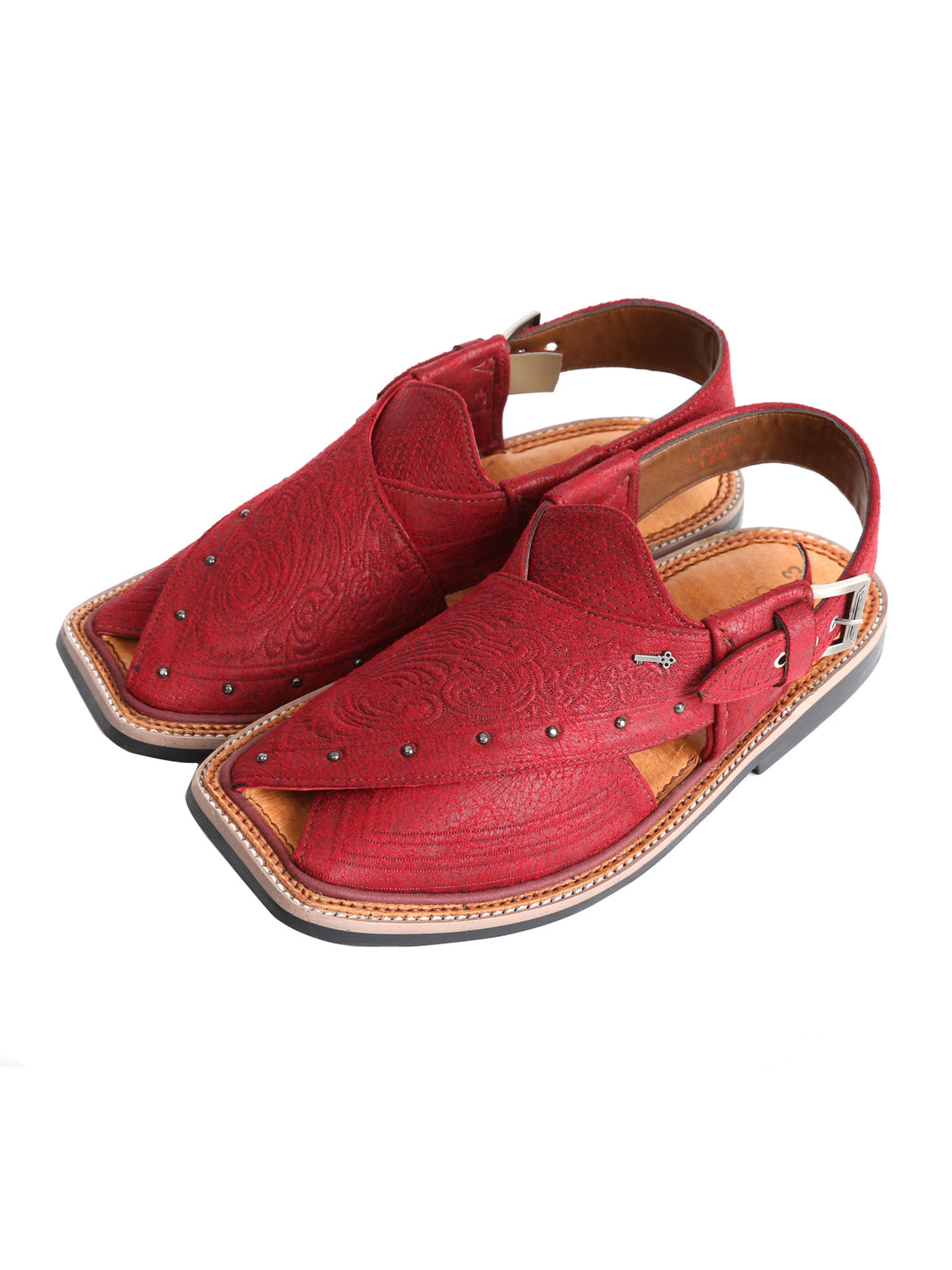 Red Peshawari Chappal - AL-MFW-EFB-128