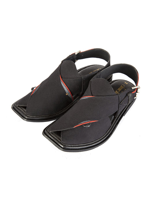 Black Peshawari Chappal - AL-MFW-FB-083