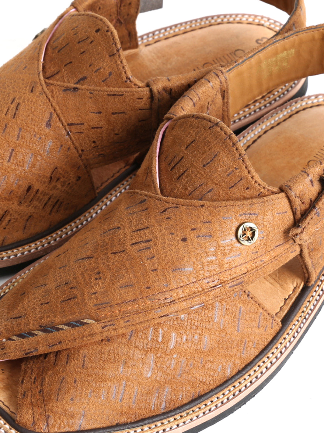 Brown Denim Peshawari Chappal - AL-MFW-FB-124