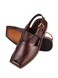 Burgundy Leather Peshawari Chappal - AL-MFW-HC-111