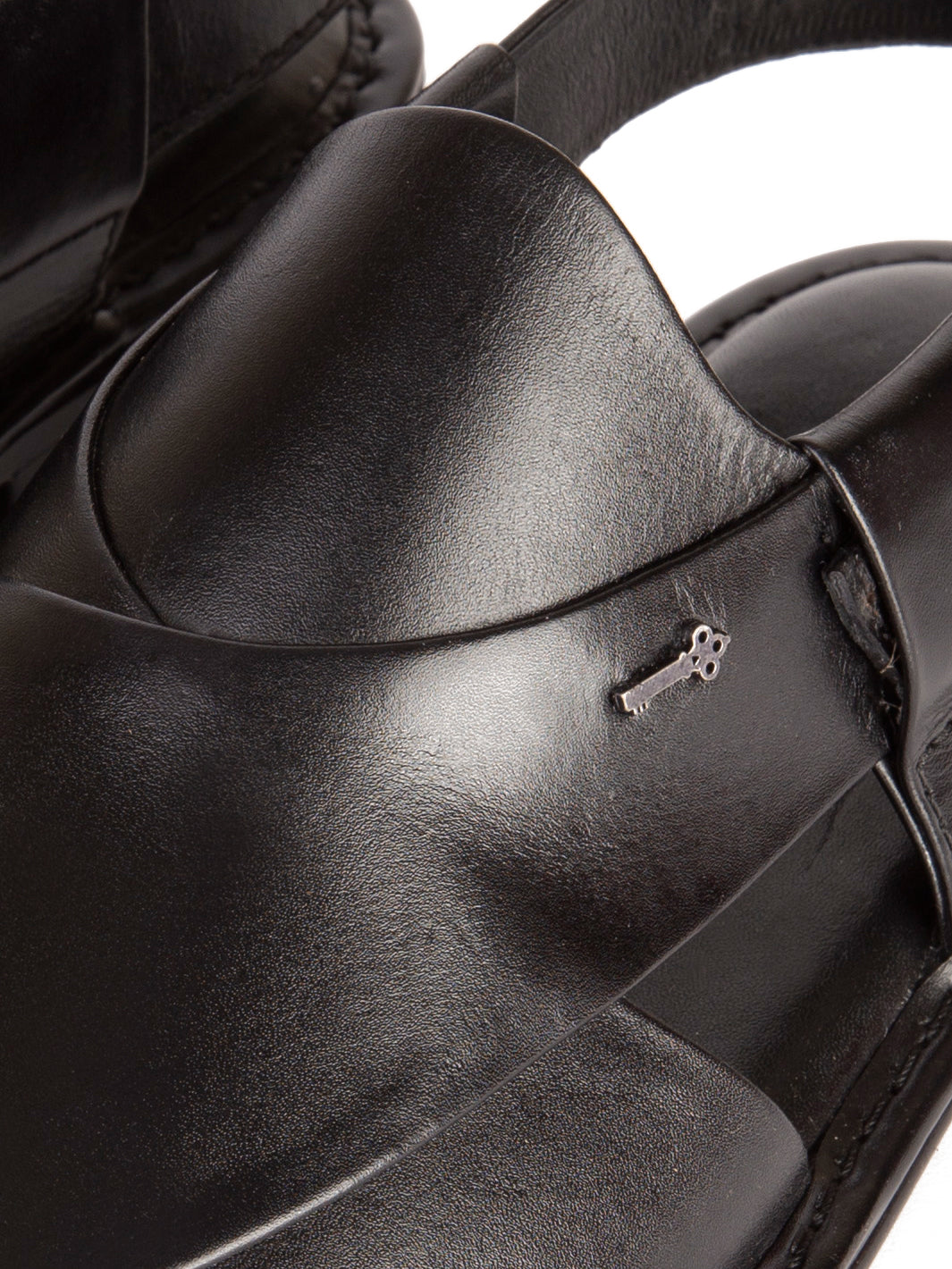 Black Leather Peshawari Chappal - AL-MFW-HC-113