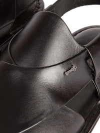 Black Leather Peshawari Chappal - AL-MFW-HC-113