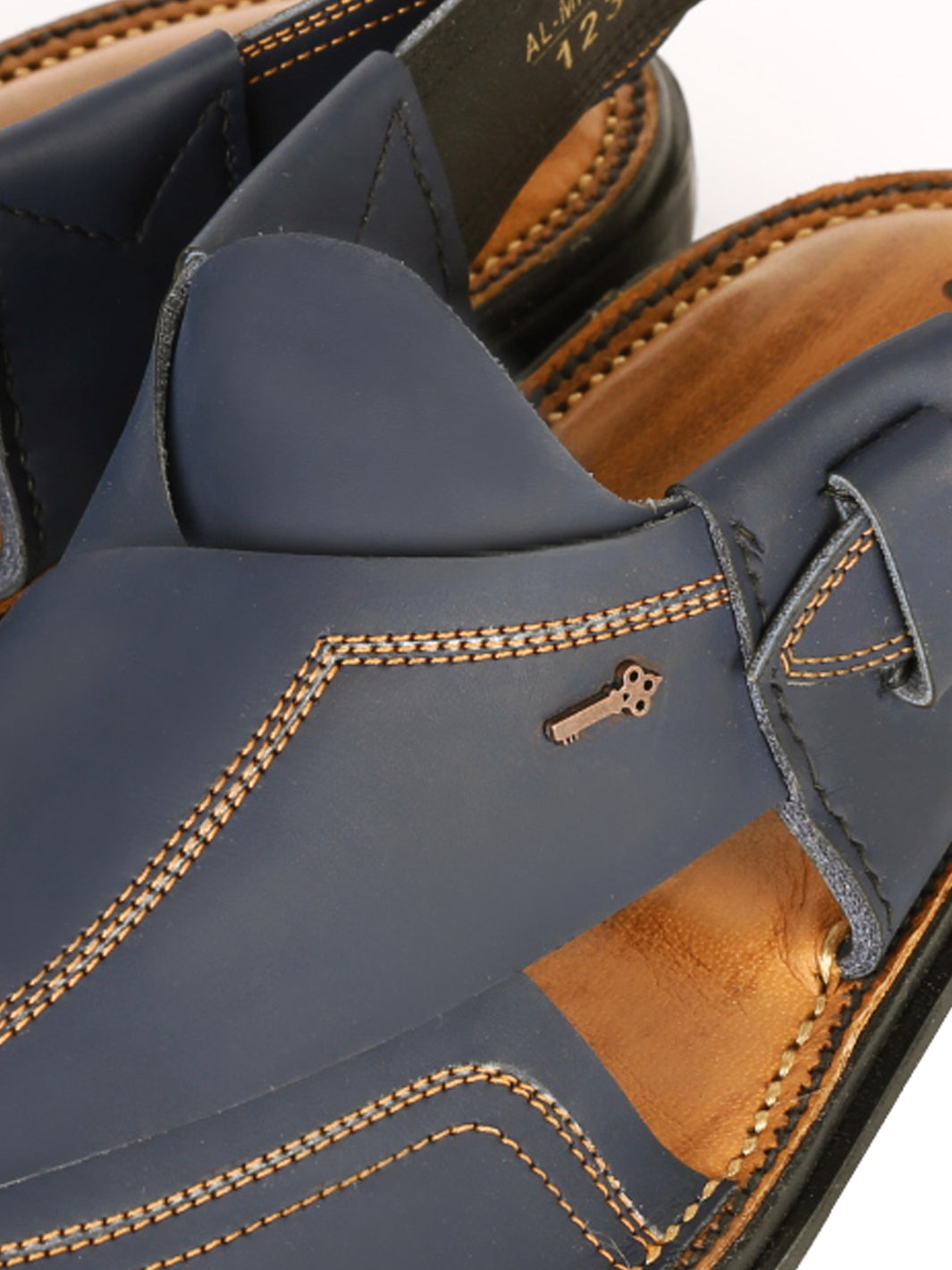 Blue Leather Peshawari Chappal - AL-MFW-HC-123