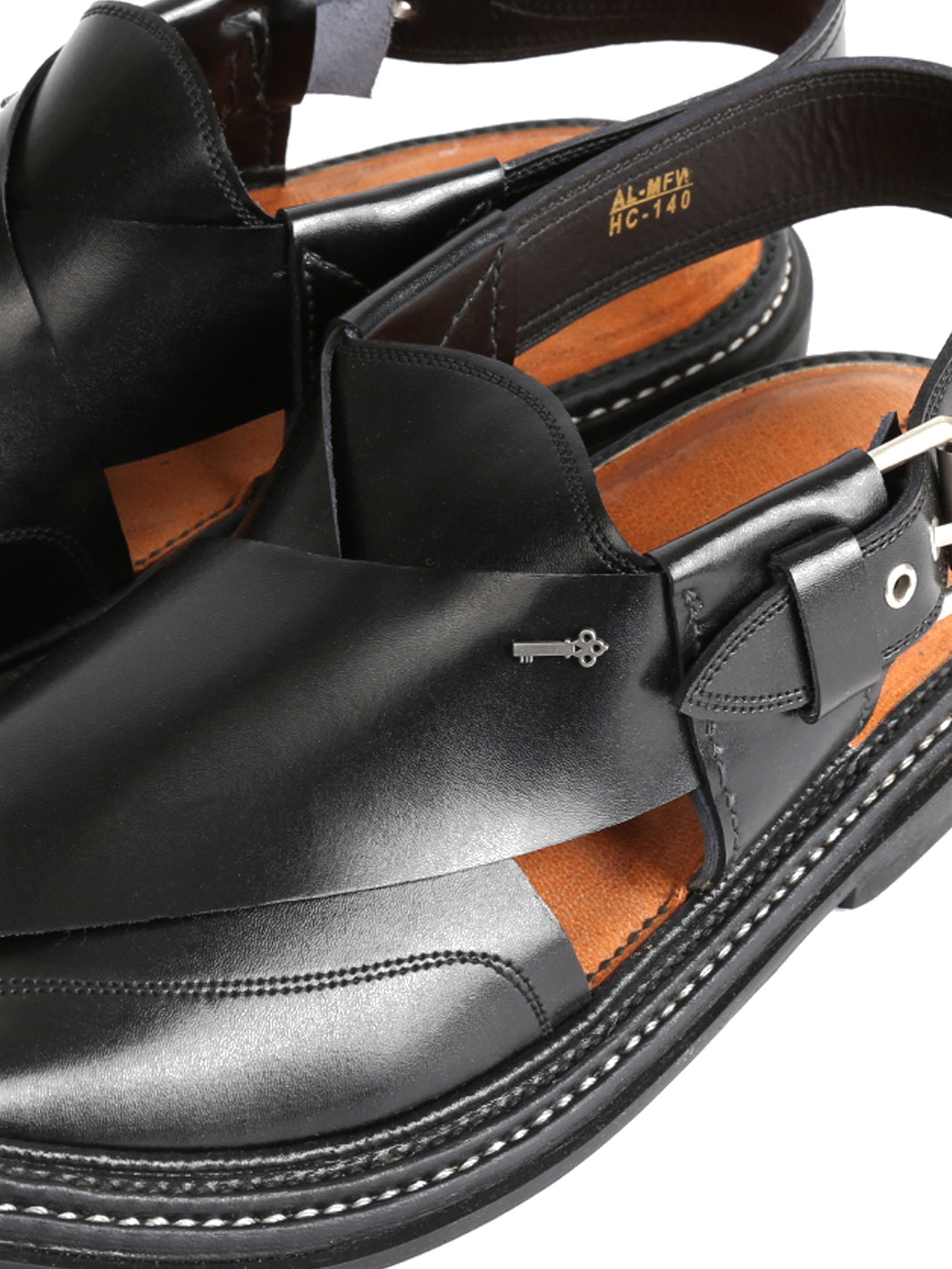 Black Leather Peshawari Chappal - AL-MFW-HC-140