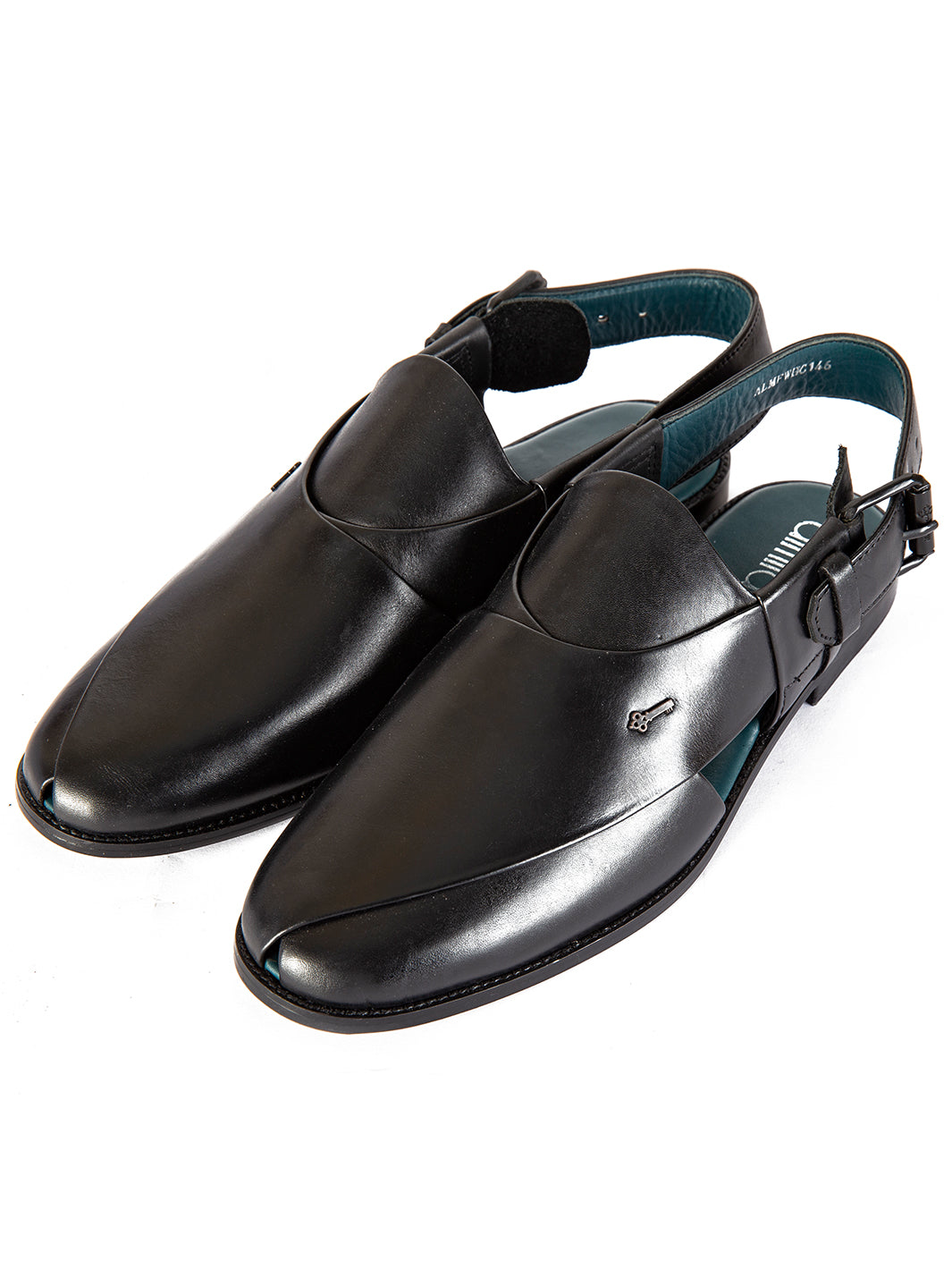 Black Leather Peshawari Chappal - AL-MFW-HC-146