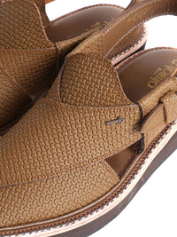 Olive Leather Peshawari Chappal - AL-MFW-HCK-134