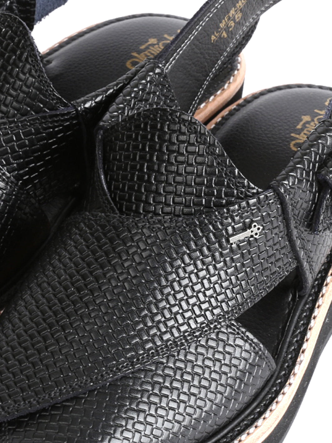Black Leather Peshawari Chappal - AL-MFW-HCK-135