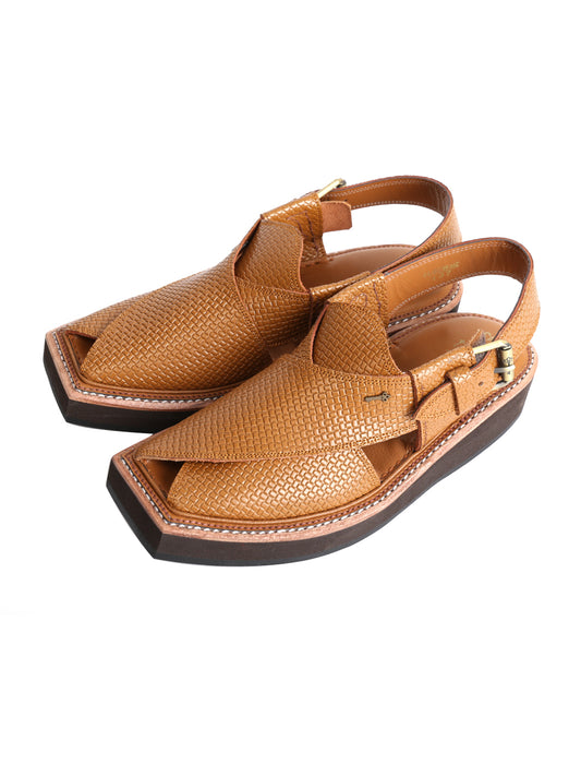 Brown Leather Kaptaan Chappal - AL-MFW-HCK-137