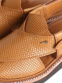 Brown Leather Kaptaan Chappal - AL-MFW-HCK-137
