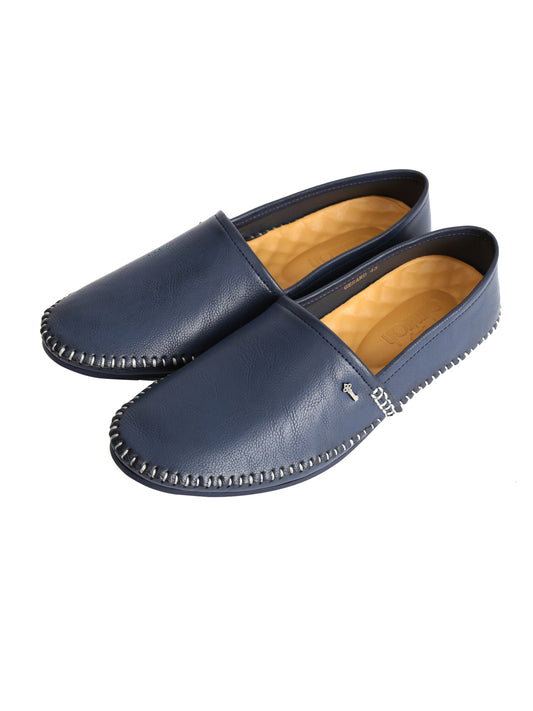 Navy Blue Leather Slip-On - AL-MSHO-011-20