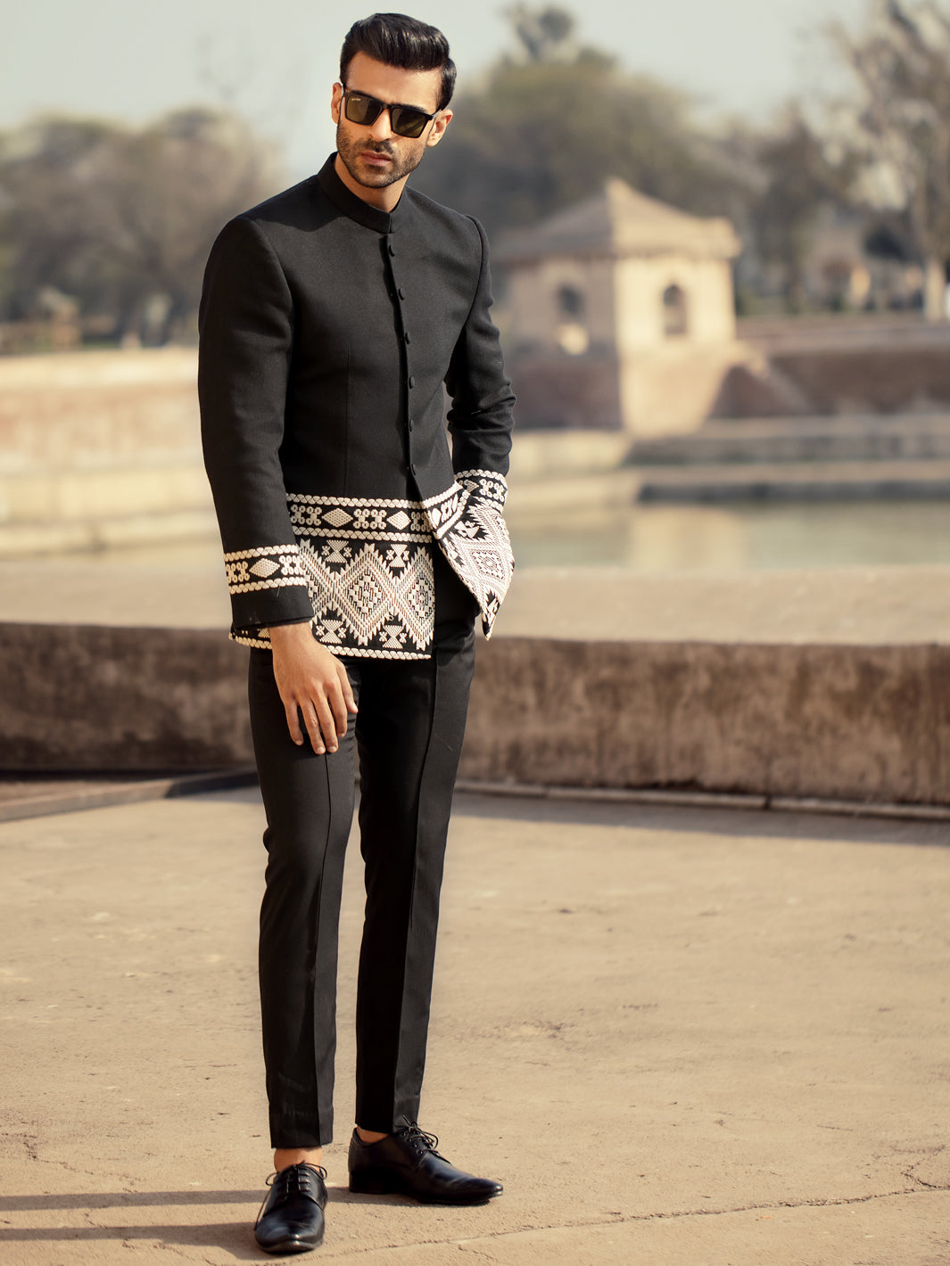 Black Blended Fabric Prince Coat - AL-PCS-029