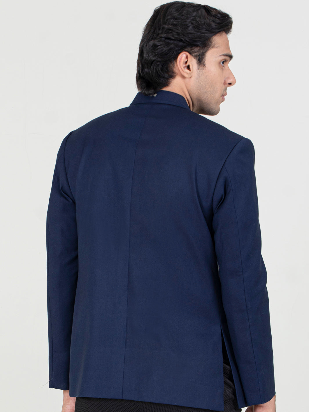 Navy Blue Blended Prince Coat - AL-PCS-054