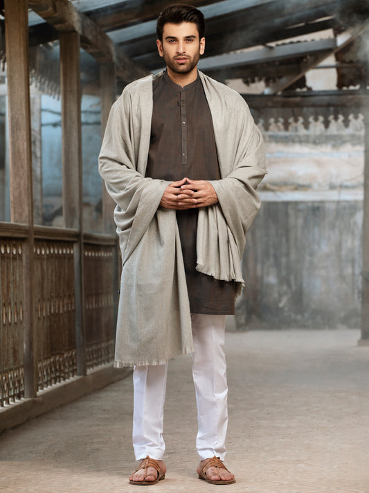 Grey Blended Shawl For Men - AL-SH-006