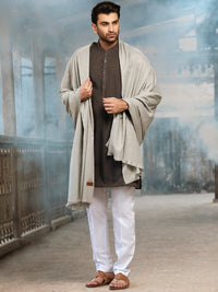 Grey Blended Shawl For Men - AL-SH-006