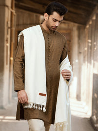 Cream Blended Shawl For Men - AL-SH-007