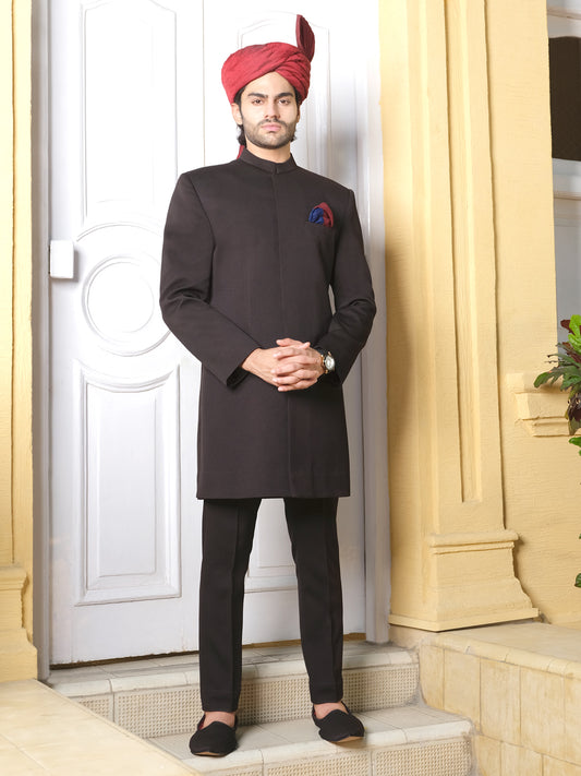 Black Sherwani - AL-SW-105 - Almirah Online