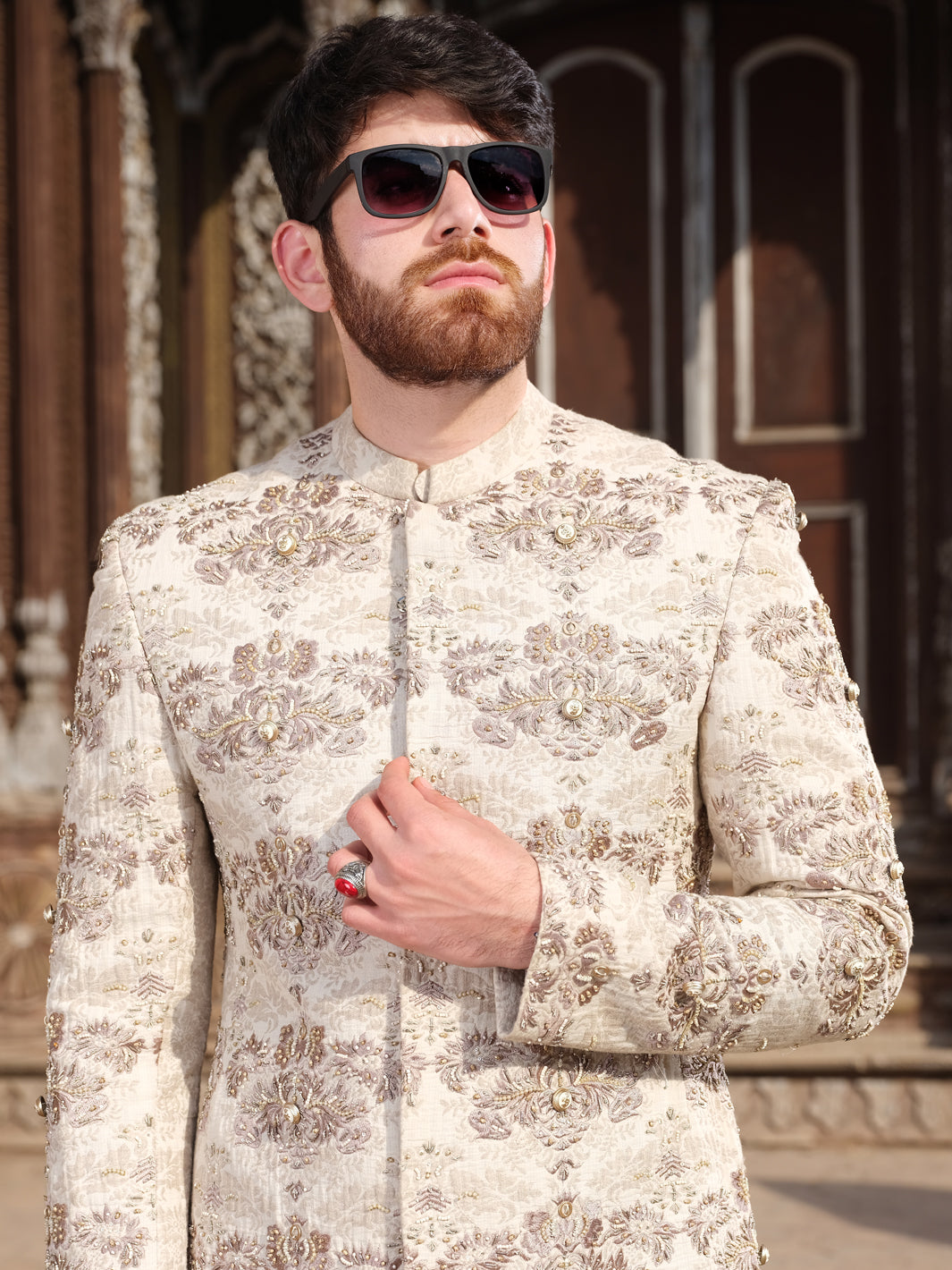 Beige Men Sherwani - AL-SW-109 - Almirah Online