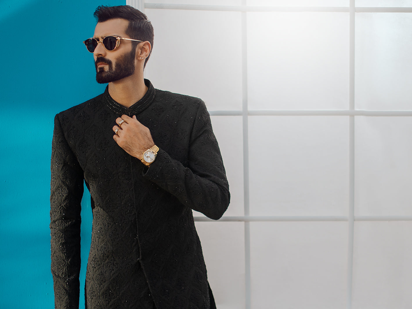 Black Men Sherwani - AL-SW-120 - Almirah Online