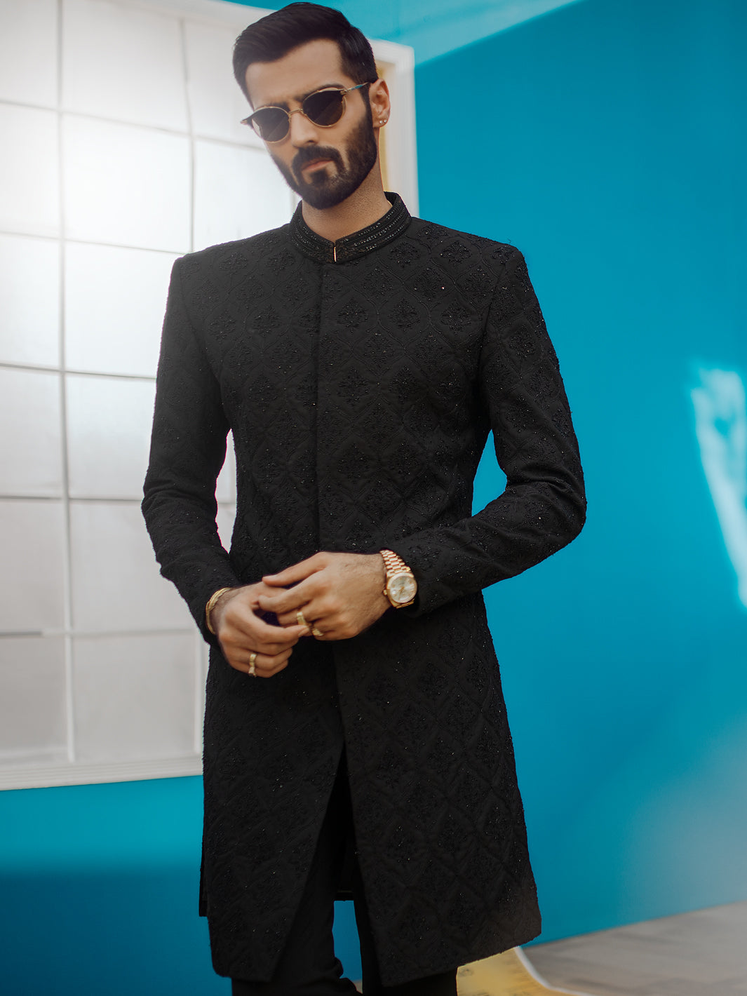 Black Men Sherwani - AL-SW-120 - Almirah Online
