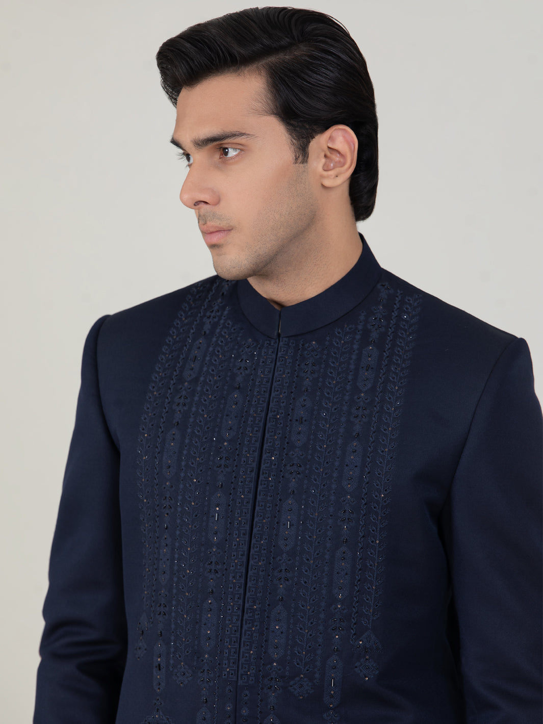 Navy Blue Blended Sherwani - AL-SW-133