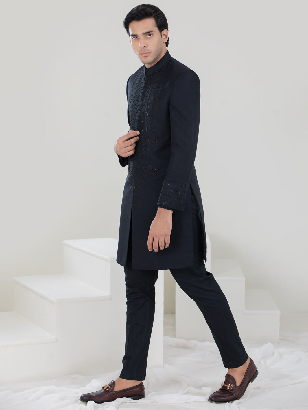 Black Blended Sherwani - AL-SW-134