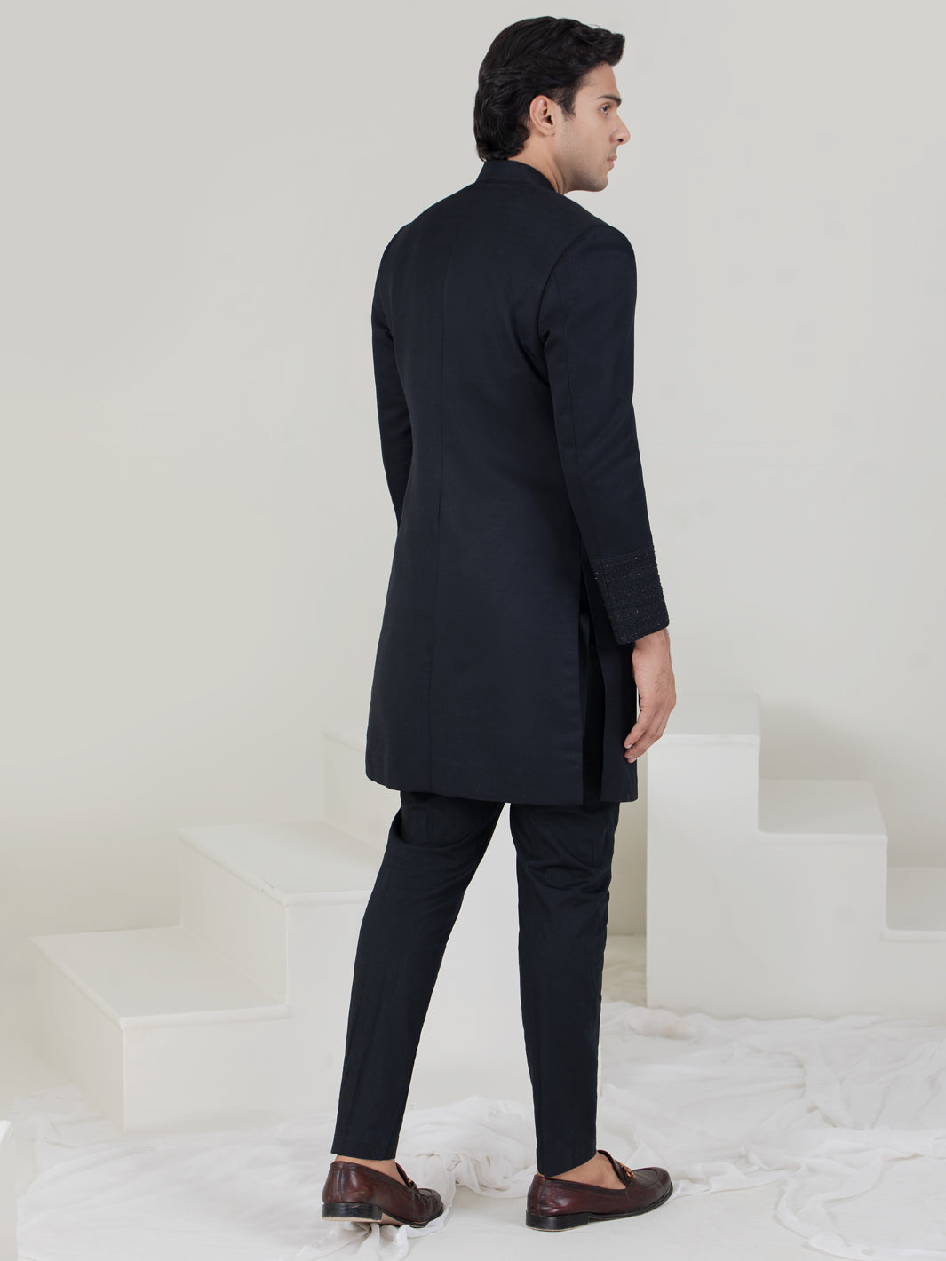 Black Blended Sherwani - AL-SW-134