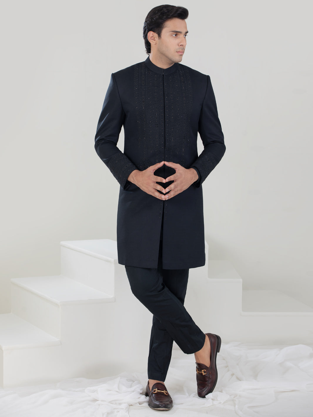 Black Blended Sherwani - AL-SW-134
