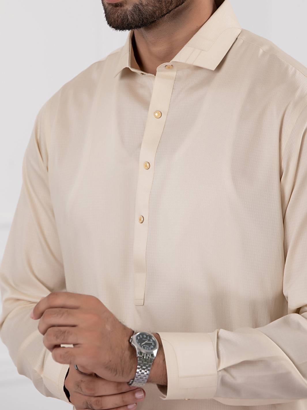 Cream Cotton Kameez Shalwar - ALWA-KS-335