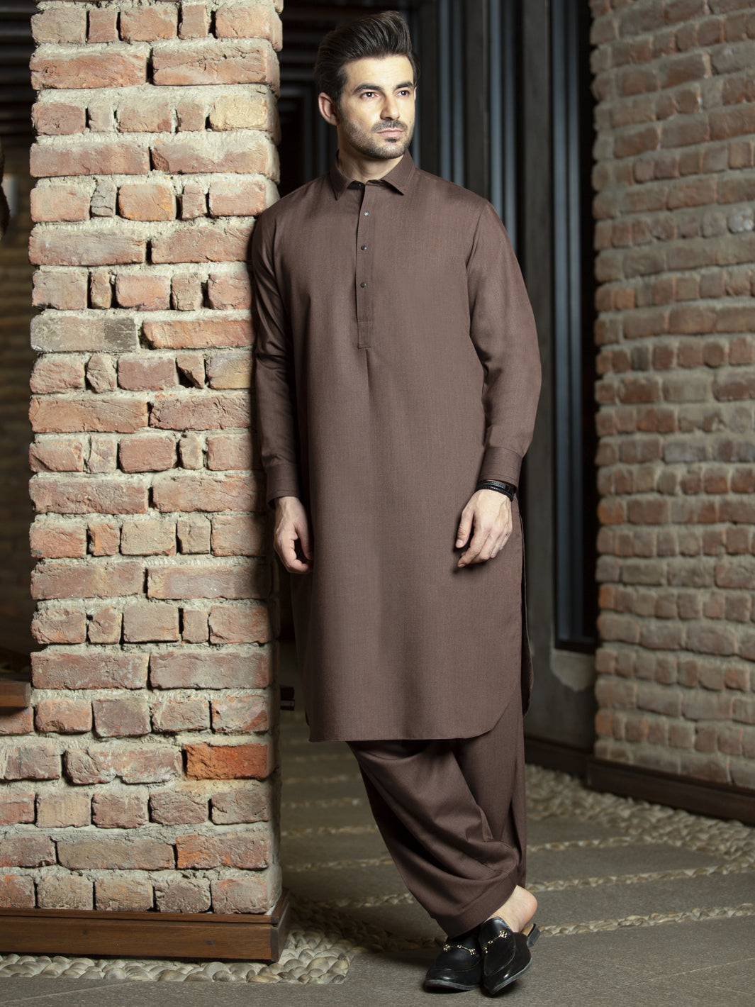 Brown Kameez Shalwar - ALWA-KS-260