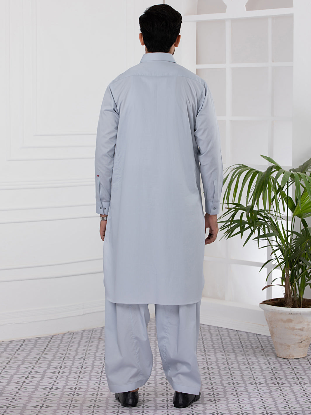 Light Blue Blended Kameez Shalwar - ALWA-KS-333