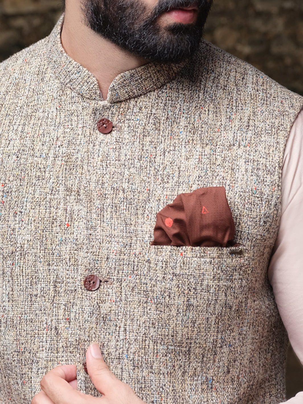 Light Brown Blended Waistcoat - AL-WC-339