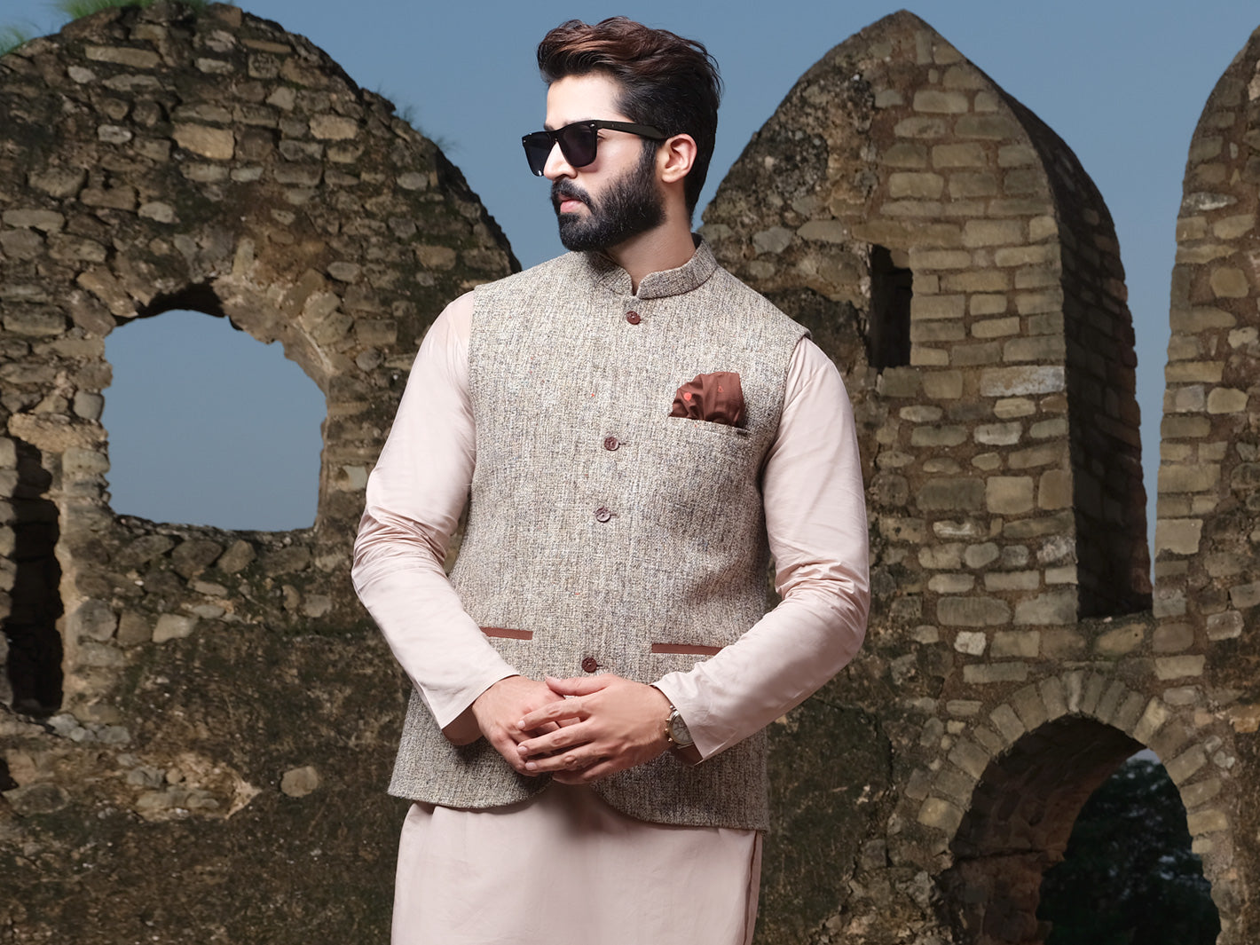 Light Brown Blended Waistcoat - AL-WC-339