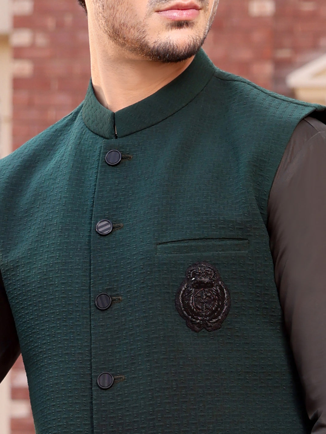 Emerald Green Blended Waistcoat - AL-WC-345