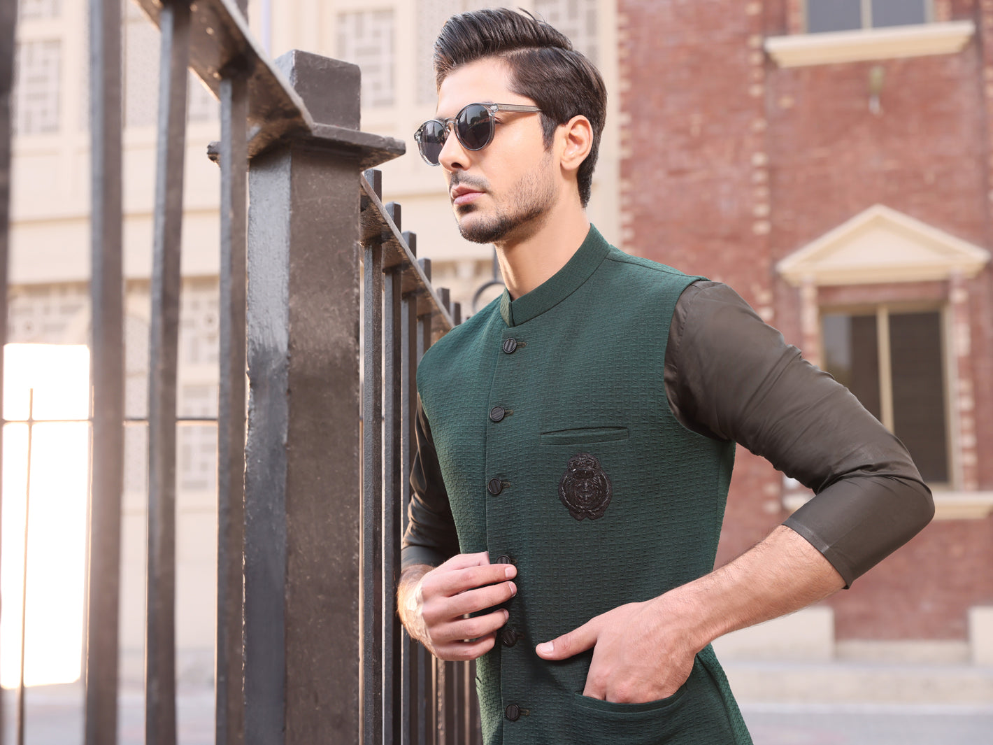 Emerald Green Blended Waistcoat - AL-WC-345