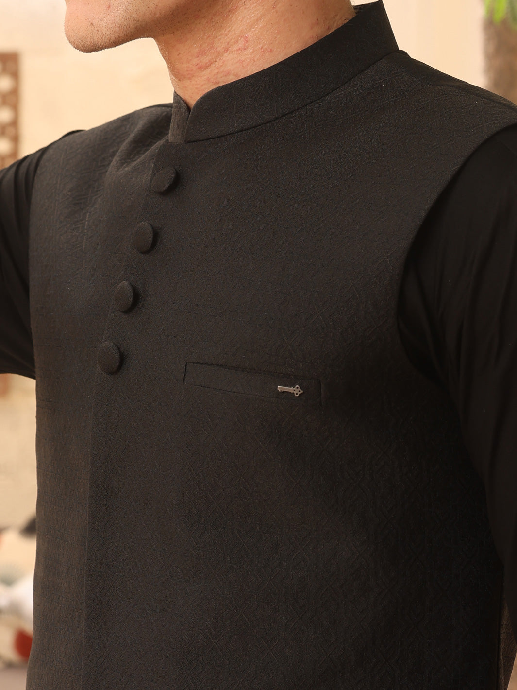 Black Blended Waistcoat - AL-WC-355