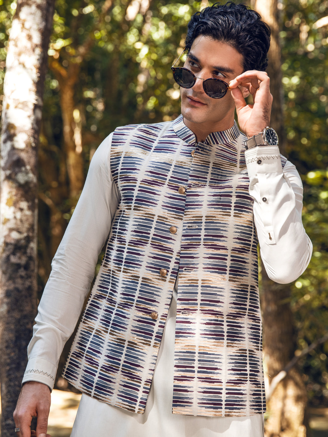 Off White Blended Waistcoat - AL-WC-464