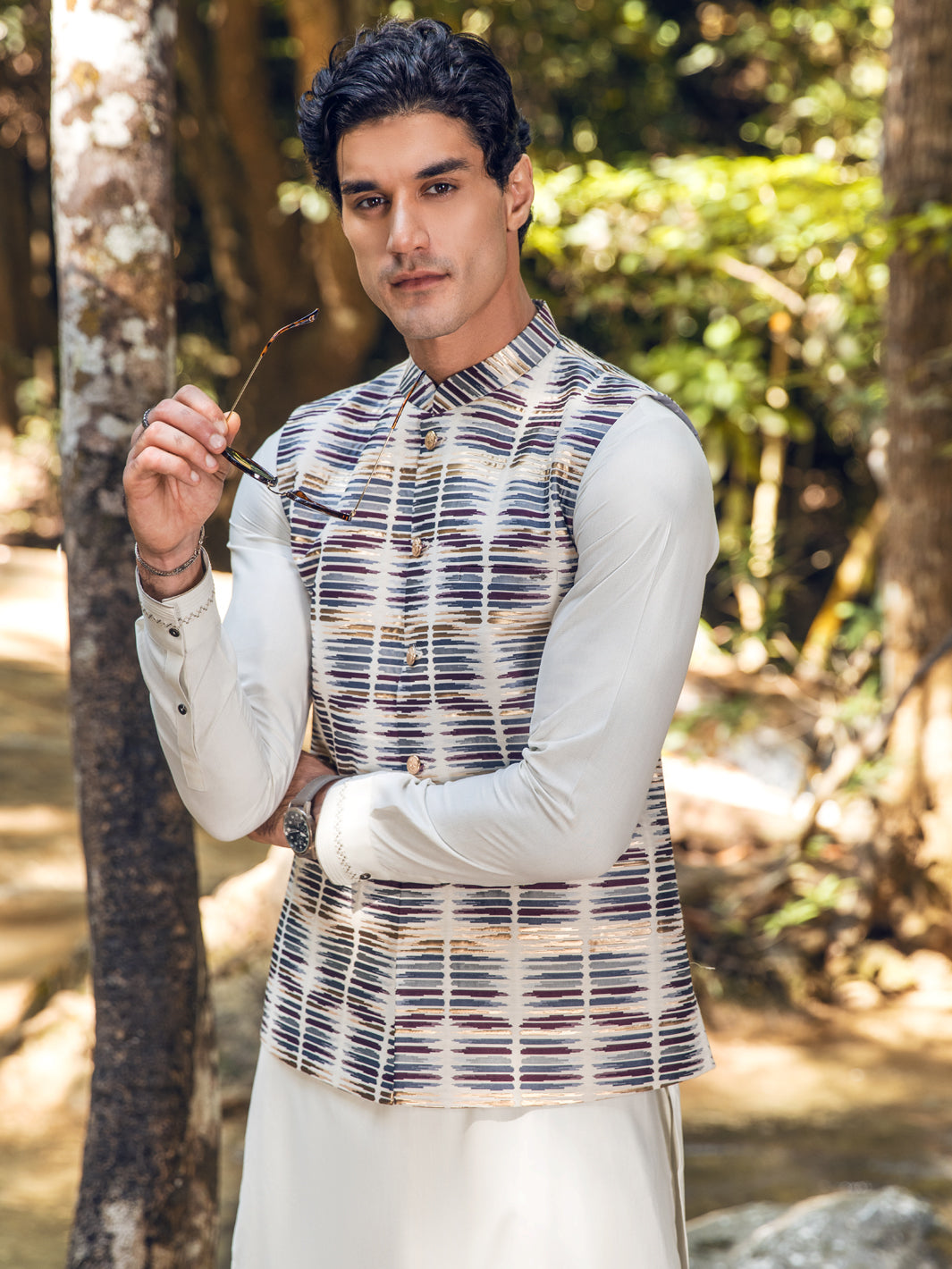 Off White Blended Waistcoat - AL-WC-464