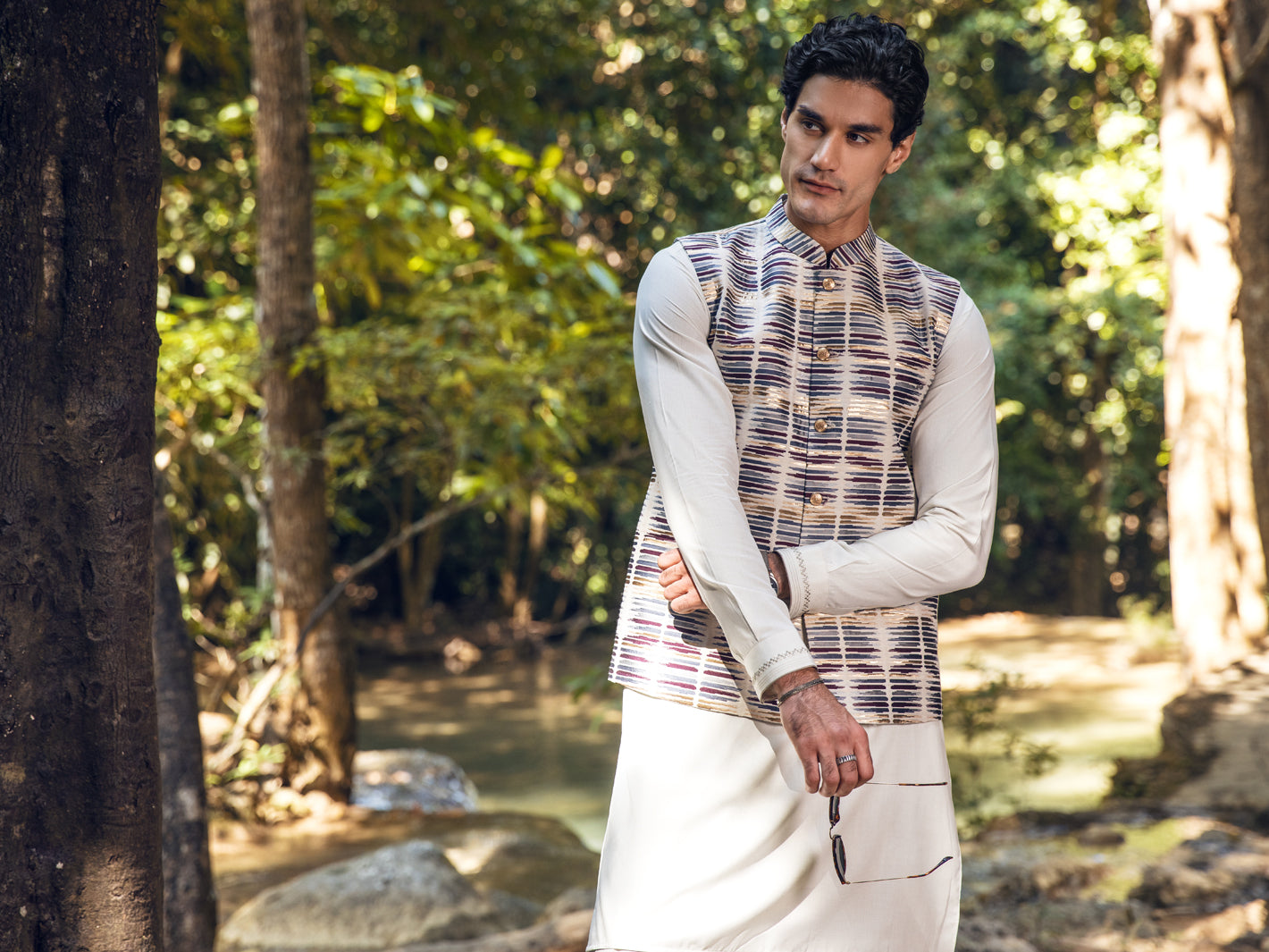 Off White Blended Waistcoat - AL-WC-464