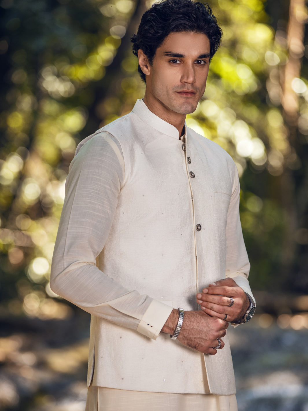 White Blended Waistcoat - AL-WC-468