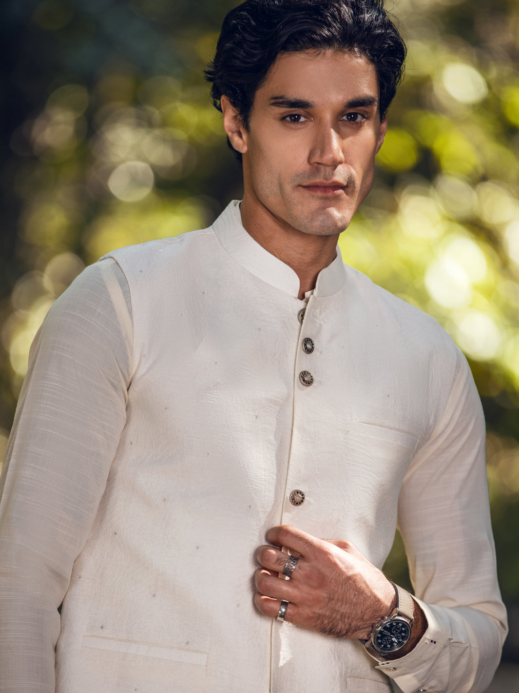 White Blended Waistcoat - AL-WC-468