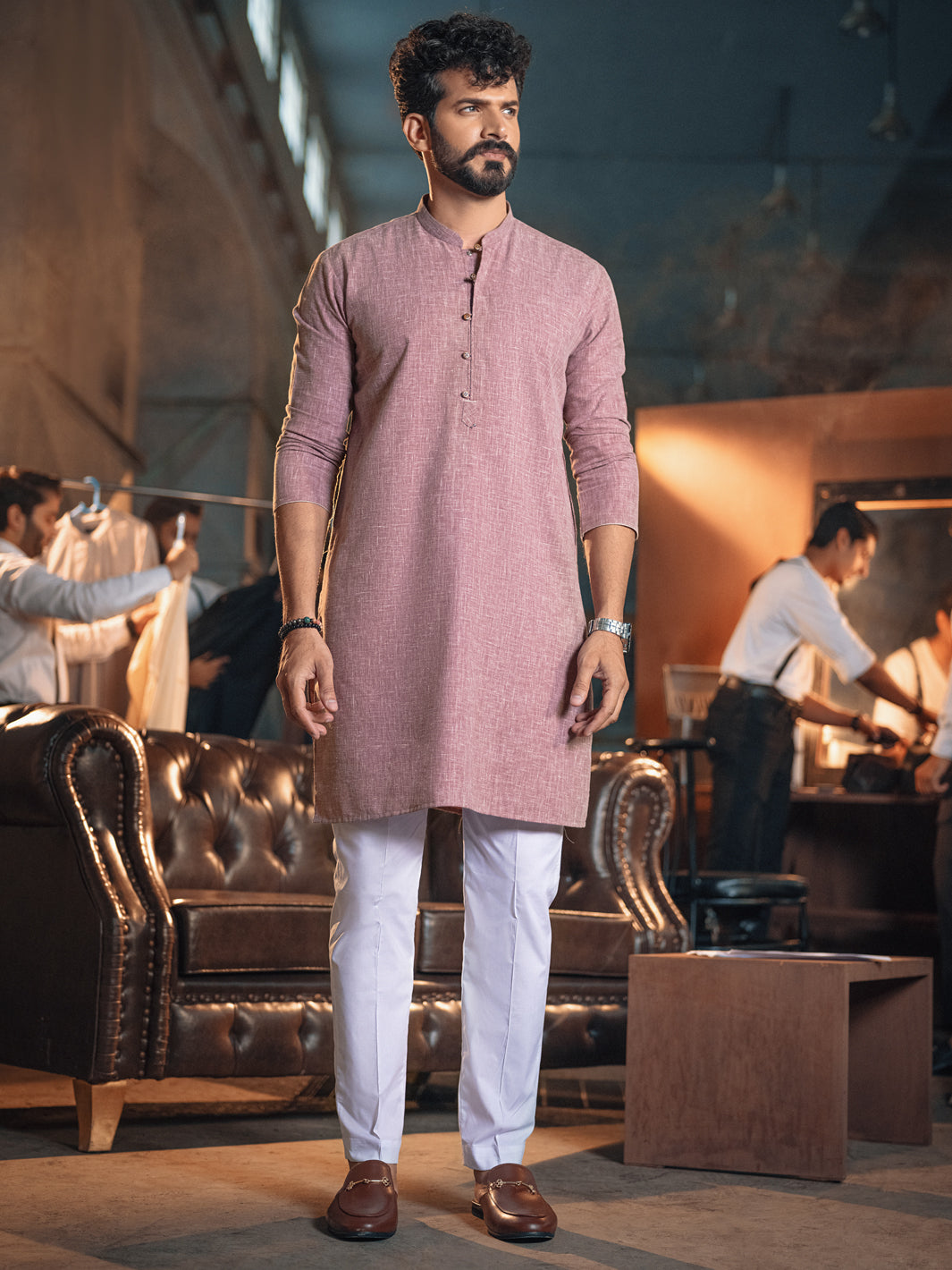 Pink Textured Kurta - AL-K-943