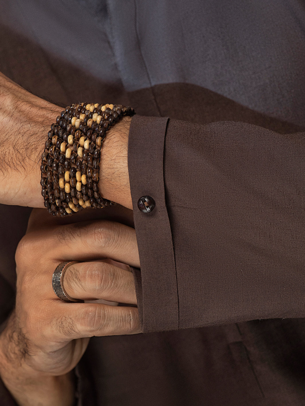 Brown Linen Short Kurta - ALCR-K-016 - Almirah Online