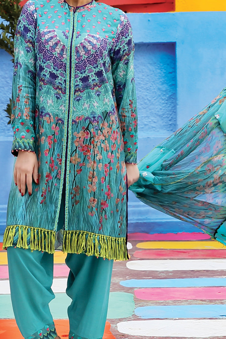 Turquoise 3 Piece Stitched - ALDP-060