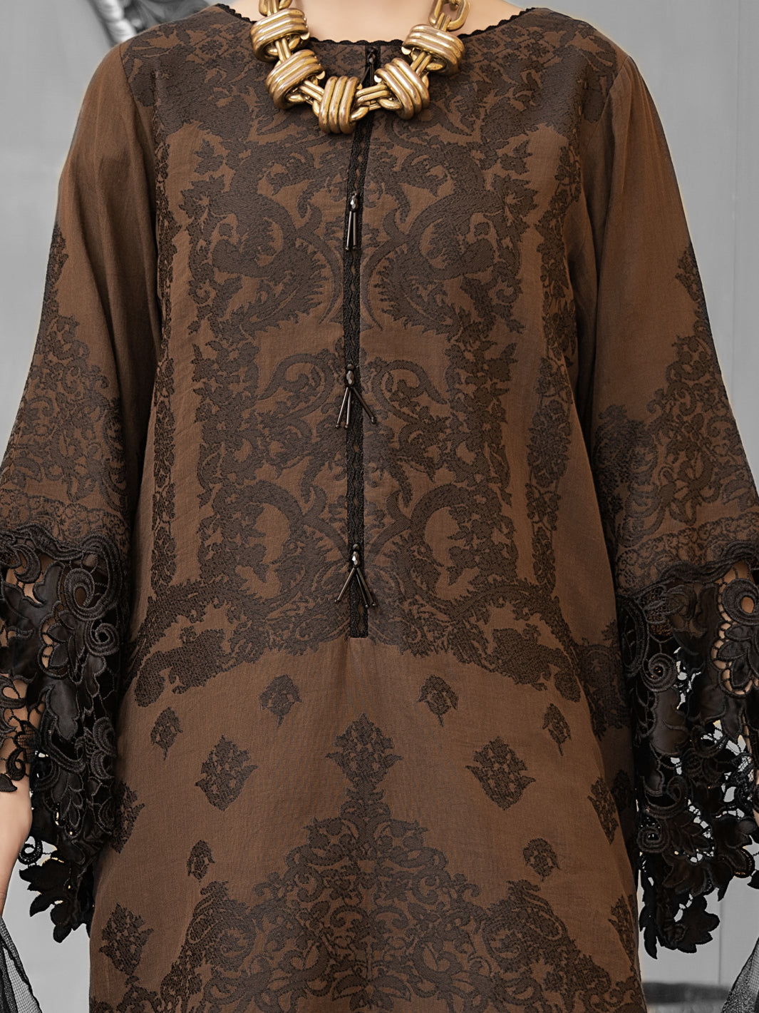 Black Jacquard 3Pc Stitched - ALP-1030