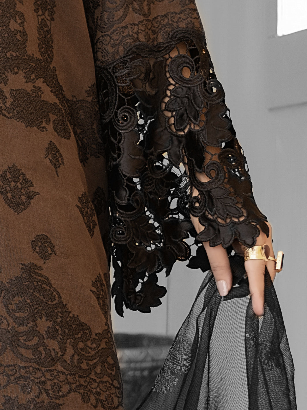 Black Jacquard 3Pc Stitched - ALP-1030