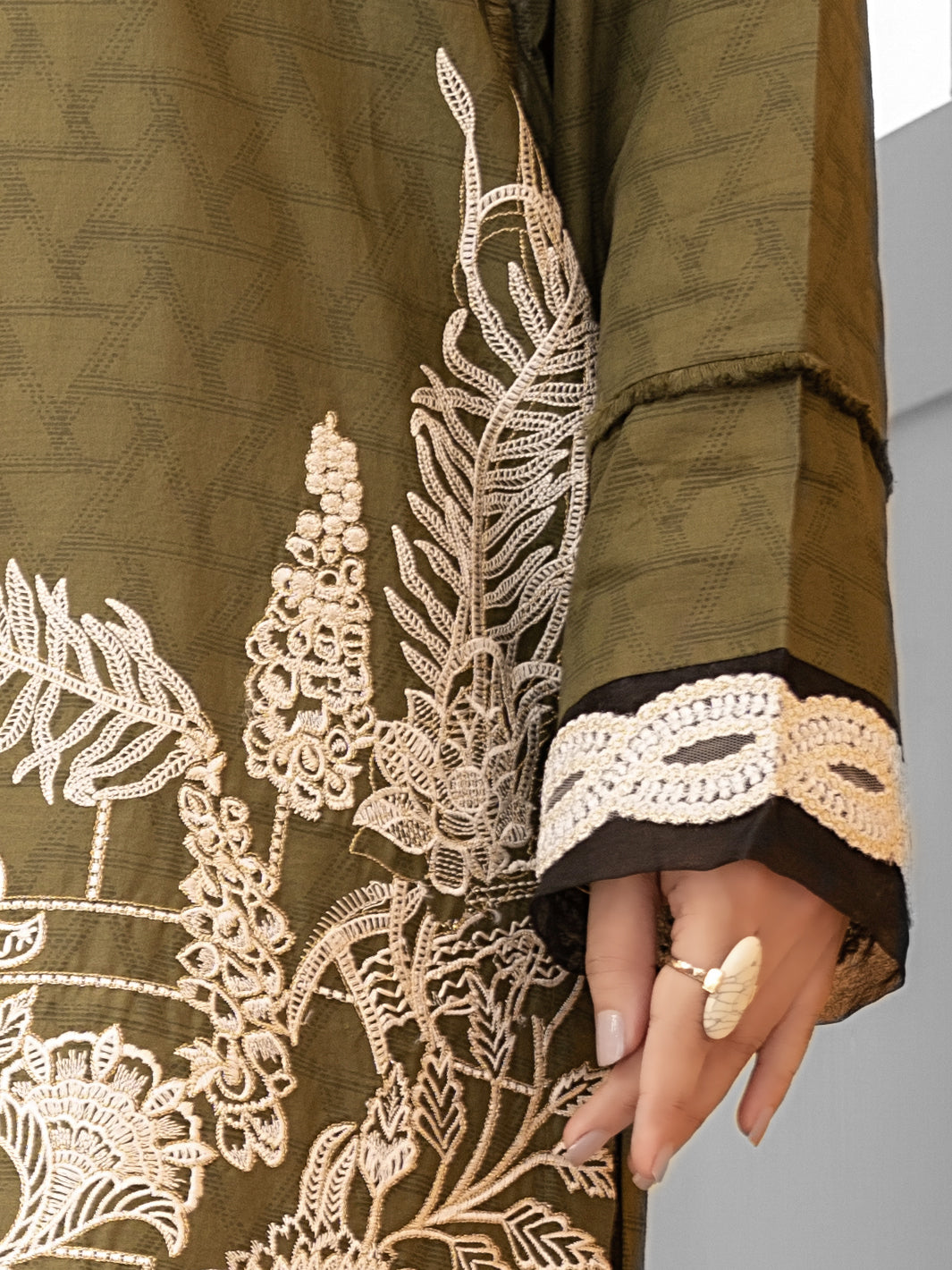 Olive Green Cambric 2 Piece Stitched - ALP-1031
