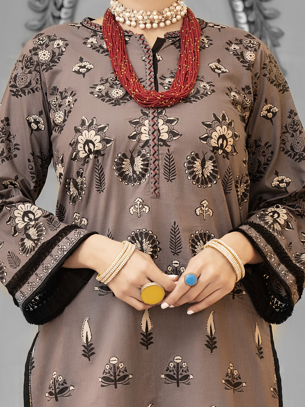 Grey Cambric 2 Piece Stitched - ALP-1033
